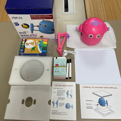Drawing Robot for Kids Voice Interactive Educational Smart Art Painting Machine Montessori Painting Learning Toys Pink/Blue